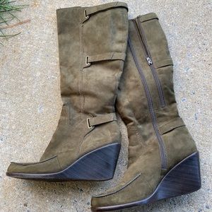 Olive Green Suede Aerosoles Knee High Boots